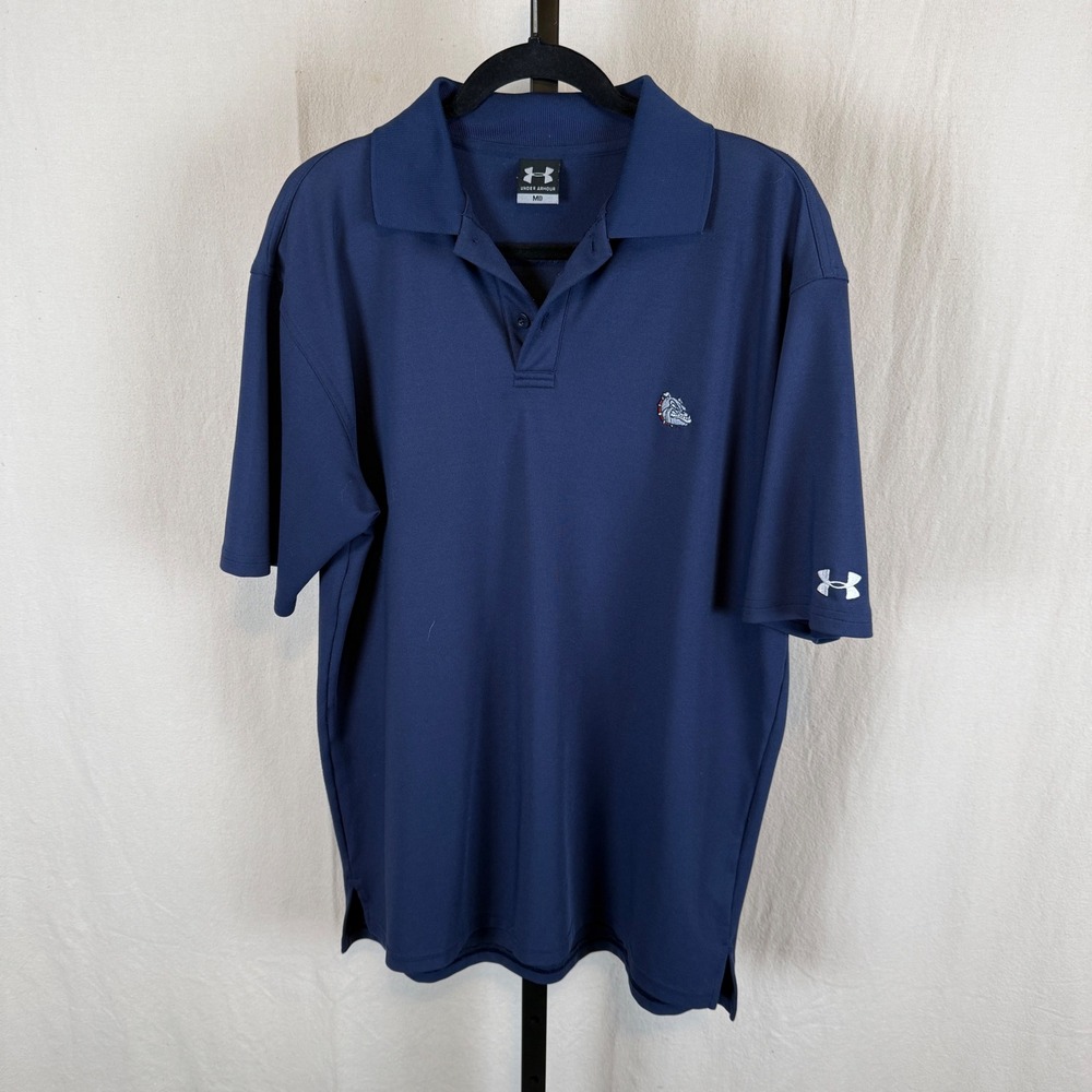 Under Armour Mens Navy Blue‎ Gonzaga Bulldog Performance Golf Polo Shirt Medium